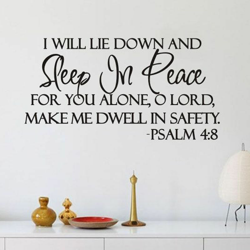 DIY Vinyl Quote Sleep In Peace Bible Verse Wall stickers Words Decal