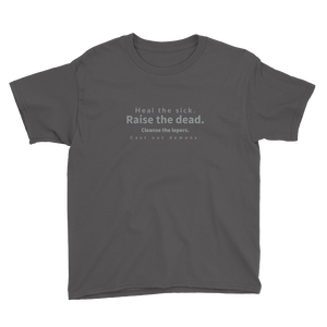 Heal, Raise, Cleanse, Cast - Matt 10:8 - Youth Short Sleeve T-Shirt